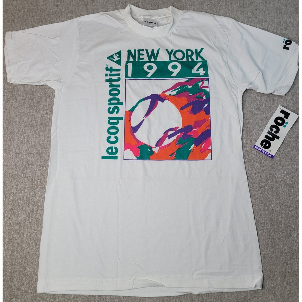 Vintage 1994 Le Coq Sportif New York Tennis T Shirt Deadstock NWT USA Large RARE